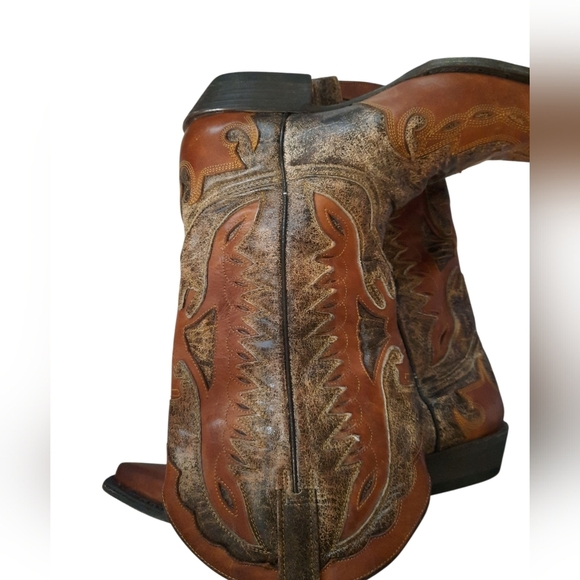 Stetson Distressed Brown Leather Cowboy Boots Size 11 D - Picture 9 of 14